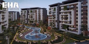 فيو مفتوح على العمارات المصممة بطراز عصري داخل مشروع Ravie – العاصمة الإدارية من El Captain Developments"